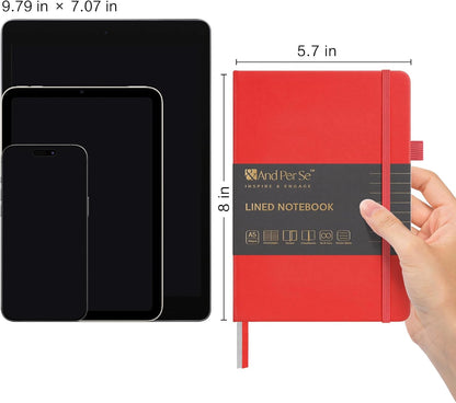 &And Per Se Lined Journal Notebook, 160 Pages, A5 5.7 x 8 inches College Ruled Thick Paper Notebook Journals for Writing, Hardcover Notebooks for Women Men Office School (1 Pack, Green) - Colors A