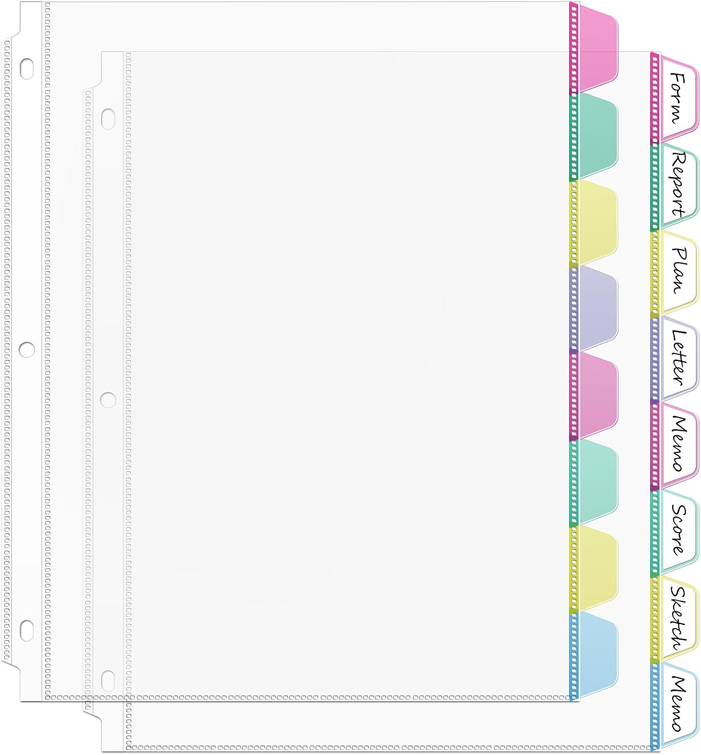 HABGP16PCS/2 Set 3 Ring Clear Binder Dividers with Tabs, 8.5 x 11 8 Tabs Binder Dividers with Pockets, Clear Page Protectors Index Dividers for 3 Ring Binder, Heavy Duty Plastic Sheet Protectors