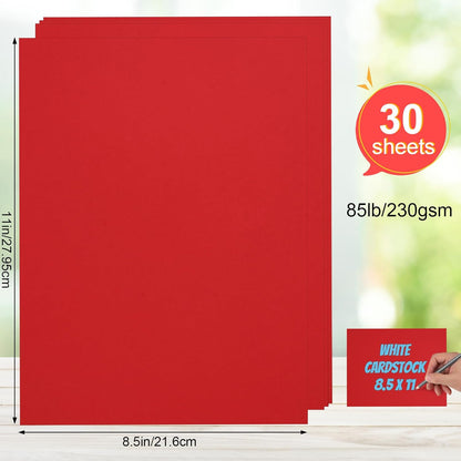 White Cardstock 8.5 x 11, 230gsm Cover Cardstock Paper, 85 Lb Heavy Card Stock for Printer, Card Stock Paper for Invitations, Scrapbooking, Crafts, Diy Cards, Decoration, Drawing (30 Sheets)