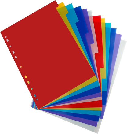 21 Tab A-Z Binder Dividers, 3 Ring Plastic Binder Dividers with Tabs Multicolor Alphabet Dividers for 2/3/4/11 Ring Binders, Letter Size (8.2×11.6 Inch)