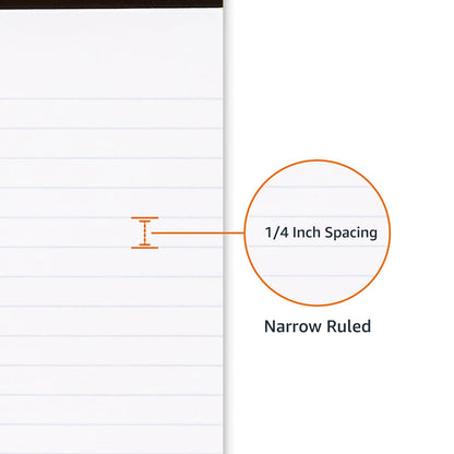 Amazon Basics Narrow Ruled Lined Writing Note Pads for Notes, Office Supplies, 5" x 8", White, 12-Pack of 50 Pages, Perforated