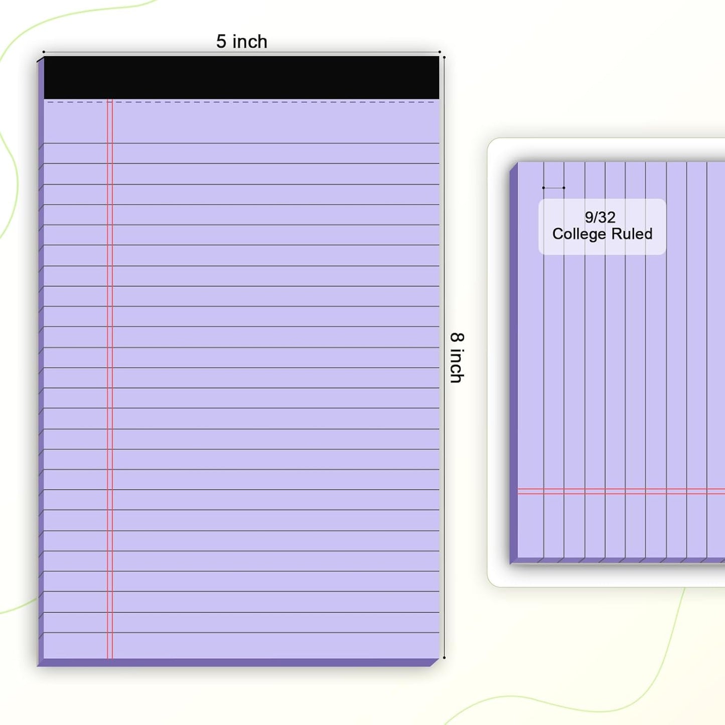 5pcs Small Note Pads 5x8 Notebook College Ruled Legal Pads Color Notepads 5 Pack Study Back Writing Pads 5 x 8 Perforated Narrow Ruled Pads of Paper for School & Office Supplies 30 Sheets/Pack