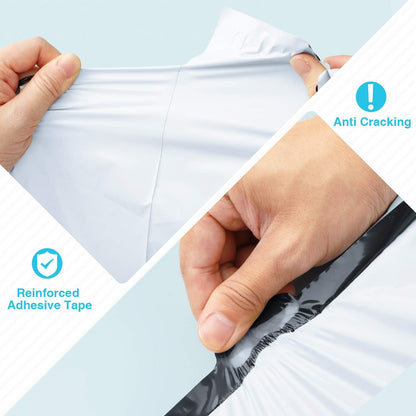 Fuxury Poly Mailers 10x13 Inch 100 Pack,Shipping Bags for Clothing,Strong Adhesive Mailing Envelopes,Heavy Duty Self Seal Plastic Postal Return Package Bags for Books Accessories Business,White