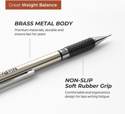 Nicpro 0.7 mm Art Mechanical Pencil Set in Storage Case, 3 PCS Metal Drafting Pencil Lead Pencil with 6 Tube HB Lead Refills, 3 Erasers, 9 PCS Eraser Refills for Artist Writing, Drawing, Sketching