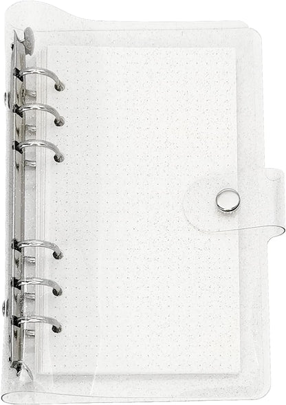 A6 A5 6-Holes Colorful PVC Cover Round Ring View Binder with Snap Button Closure File Folder for Loose Leaf Sheet Protectors Notebook Refill (Pink Daisy, A5 Mini Set) - Colors A