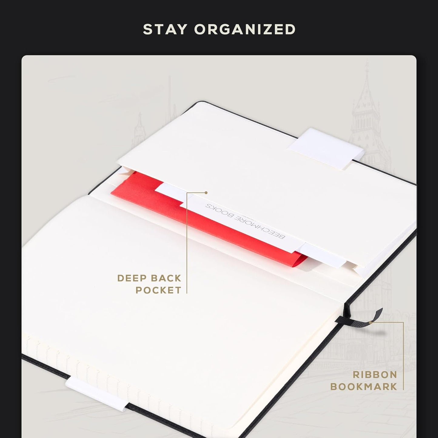 BEECHMORE BOOKS Large Lined Journal Notebook, 8.5" x 11.5" (A4) Hardcover Vegan Leather Executive Diary for Work, Thick 120gsm Paper, Lay-Flat Binding, Gift Box