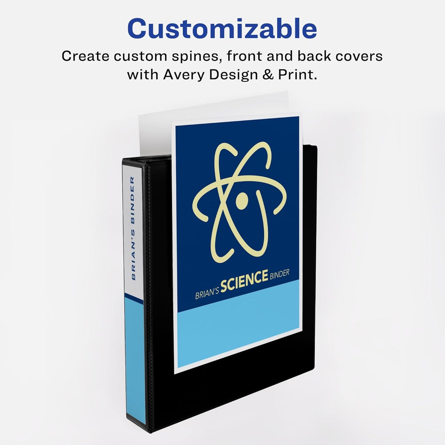 Avery TouchGuard Protection 3 Ring Binder, Customizable Cover, 1.5 Inch Slant Rings, 1 White Binder (17142)