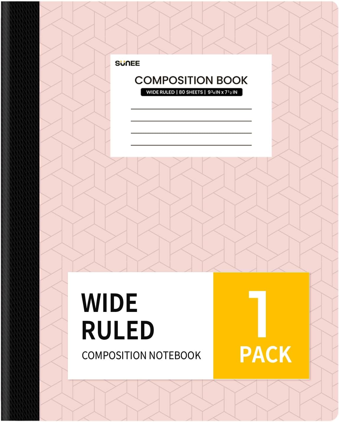 SUNEE Composition Notebook, Wide Ruled Paper, 5 Pack, 9-3/4" x 7-1/2", 80 Sheets/160 Pages, Back to School Supplies, Notebooks for School, Office Supplies (Pink, Purple, Blue, Green, Yellow)