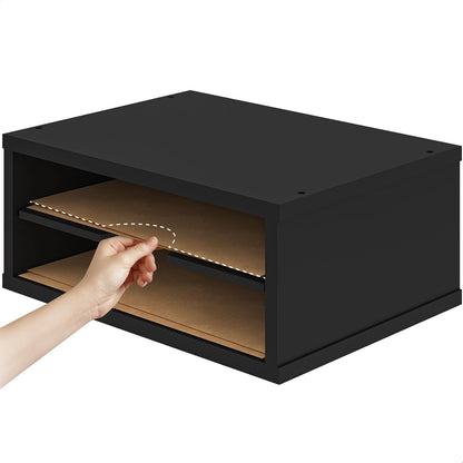 Ballucci File Organizer, 4-Tier Office Desk Organizer, Open Top Wood Paper Organizer for Classroom, Desktop Mail Sorter Paper Tray, Black