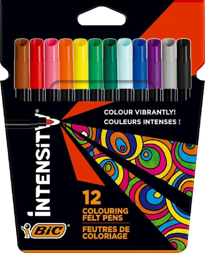 BIC Intensity Felt Tip Pens, Vibrant Colouring Pens, School Supplies for Kids or Adults, 24 Pack