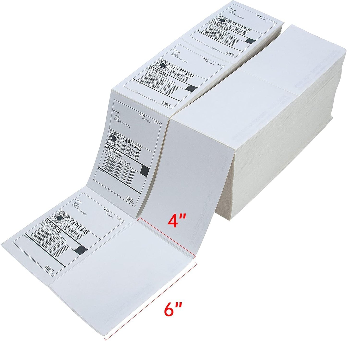 L LIKED 200 4x6 Thermal Labels Fanfold, Direct Thermal Shipping Labels - Perforated and Strong Adhesive