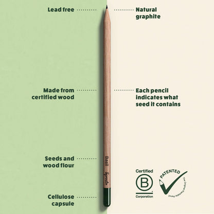 SproutWorld Wood-Cased Pencils | Mindful Thoughts Edition | HB Pre-Sharpened Graphite Plantable Wooden Pencils with Flower, Herb & Vegetable Seeds | Gift with Inspirational Quotes | 8 Pack