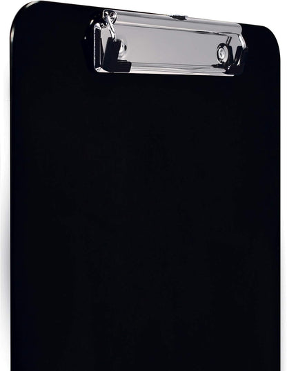 Better Office Products Black Plastic Clipboards, 12 Pack, Durable, 12.5 x 9 Inch, Low Profile Clip, Black, Set of 12