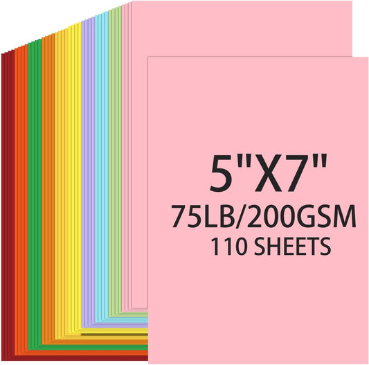 Cardstock 5x7, 110 Sheets, White Card Stock, 5x7 Cardstock Paper, 75lb/ 200gsm Heavyweight Blank Cards for Printer,DIY,Wedding Invitations, Thankyou Cards, Postcards