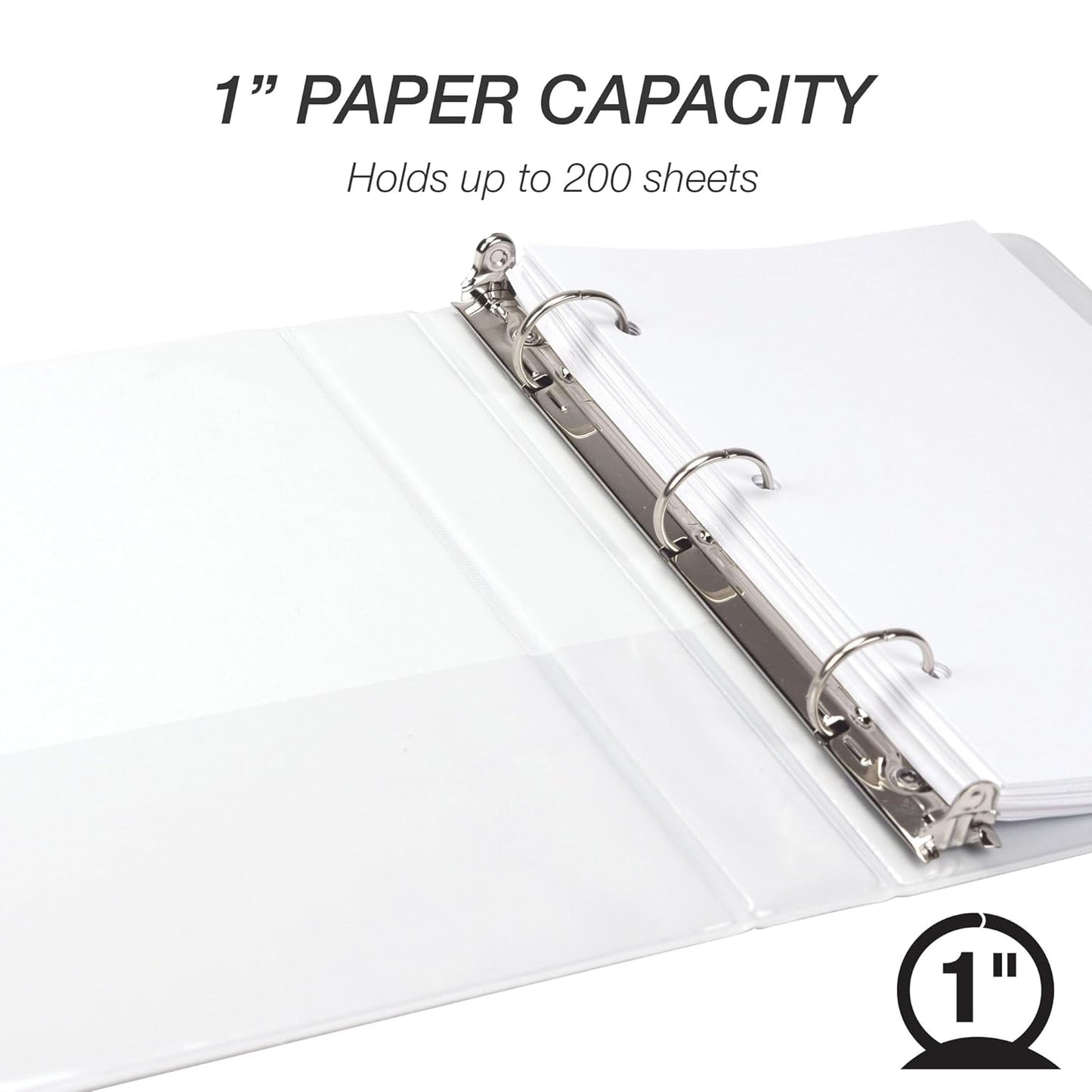Samsill Economy 3 Ring Mini Binder, 1-Inch Round Ring Binder, Holds 100 Sheets, Black, 6 Pack (MP32300)