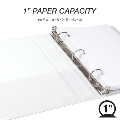 Samsill Economy 3 Ring Mini Binder, 1-Inch Round Ring Binder, Holds 100 Sheets, Black, 6 Pack (MP32300)