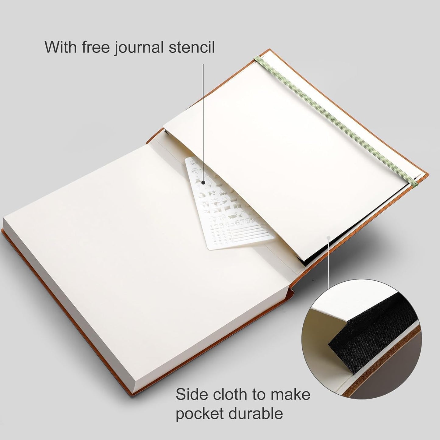 AHGXG Graph Paper Notebook - Grid Paper Notebook Large A4 8.5''×11'', 320 Pages Thick Journal, 100gsm Thick Graph Paper, Leather Softcover, Inner Pocket - Black