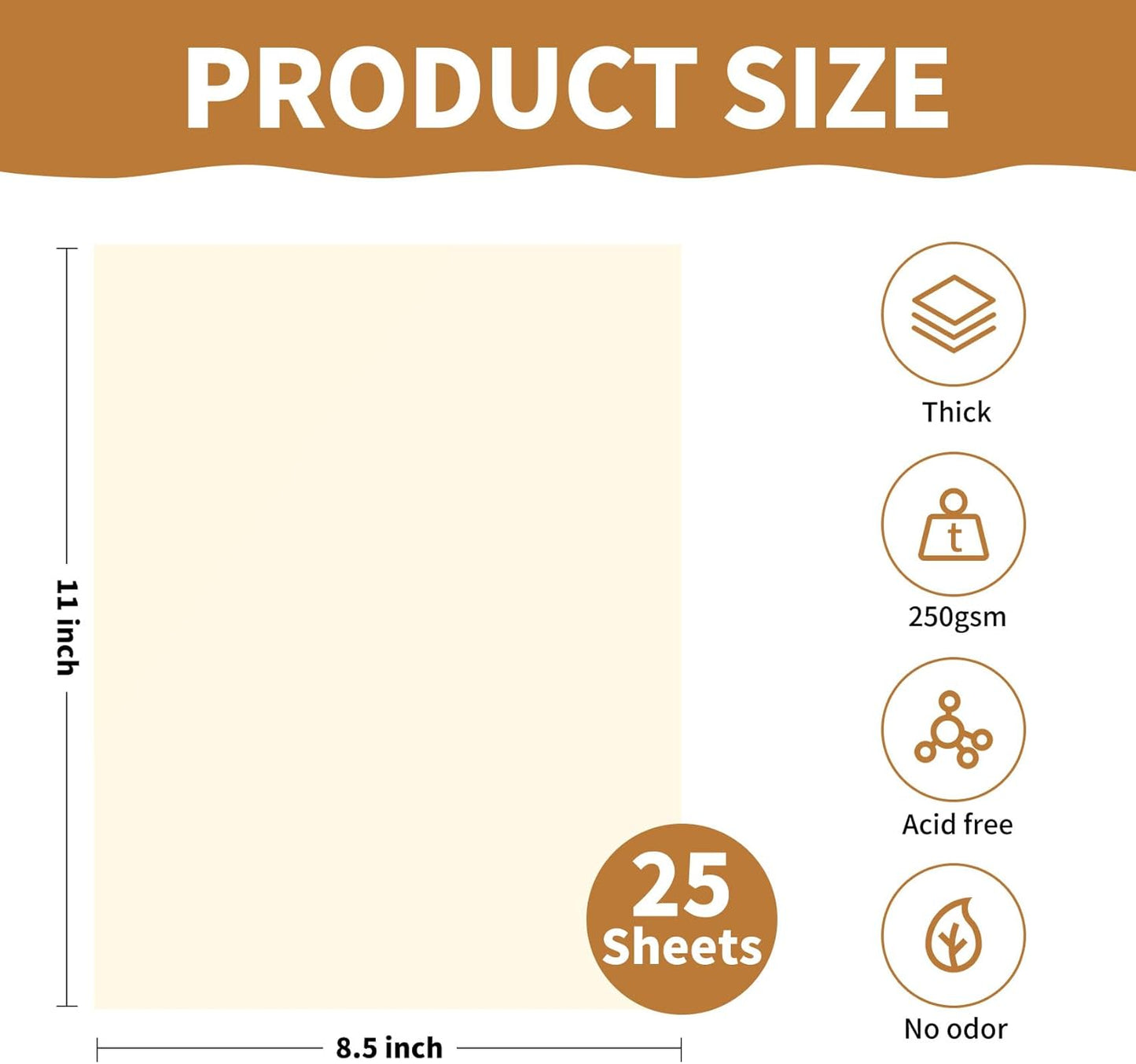 25Sheets Cream Paper, 8.5 x 11 Thick Card stock for Certificates, Invitations, Greeting Cards, Crafts, Graduations 250gsm/92lb Heavyweight Scrapbook Paper（Cream）