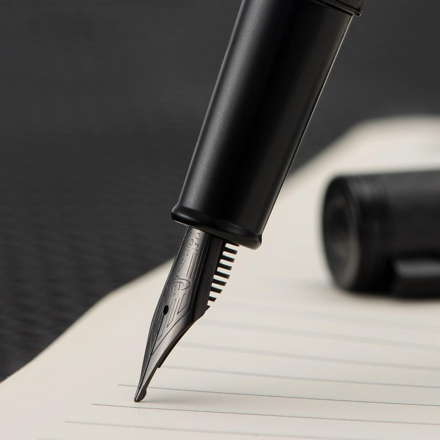 Hongdian Matte Black Forest Rollerball Pen with Schmidt Black Ink Refill, Classic Design with Metal Case for Business Signature