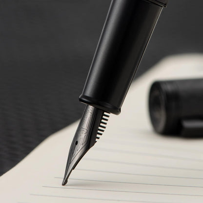 Hongdian Matte Black Forest Rollerball Pen with Schmidt Black Ink Refill, Classic Design with Metal Case for Business Signature