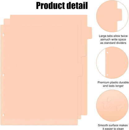 8Pcs 3 Ring Black Binder Dividers with 8 Tabs,A4 Sturdy Plastic Dividers Aesthetic Dividers for Binder,Insertable Black Binder for Office Homework Notebook Binder Page Supplies