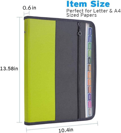 Sooez Accordion File Organizer with Safe Zipper, 12 Pocket Expanding File Folder with Front Pencil Pouch, Portable Monthly Paper Bill Tax Receipt Organizer, School Office Supplies, Letter Size, Grey