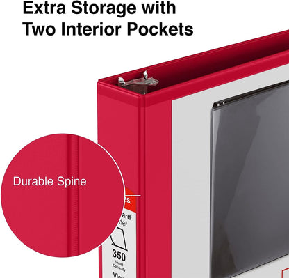 Staples Standard 2-Inch 3-Ring View Binder, Holds Up to 450 Sheets, Orange, Durable Binder for Office & School