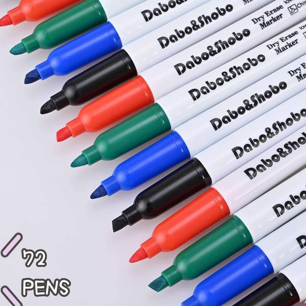 Dabo&Shobo Dry Erase Markers 24 Pack, Low Odor Black Whiteboard Markers, Chisel Tip, Perfect for Writing on Whiteboard Mirrors Glass In School, Office&Home…