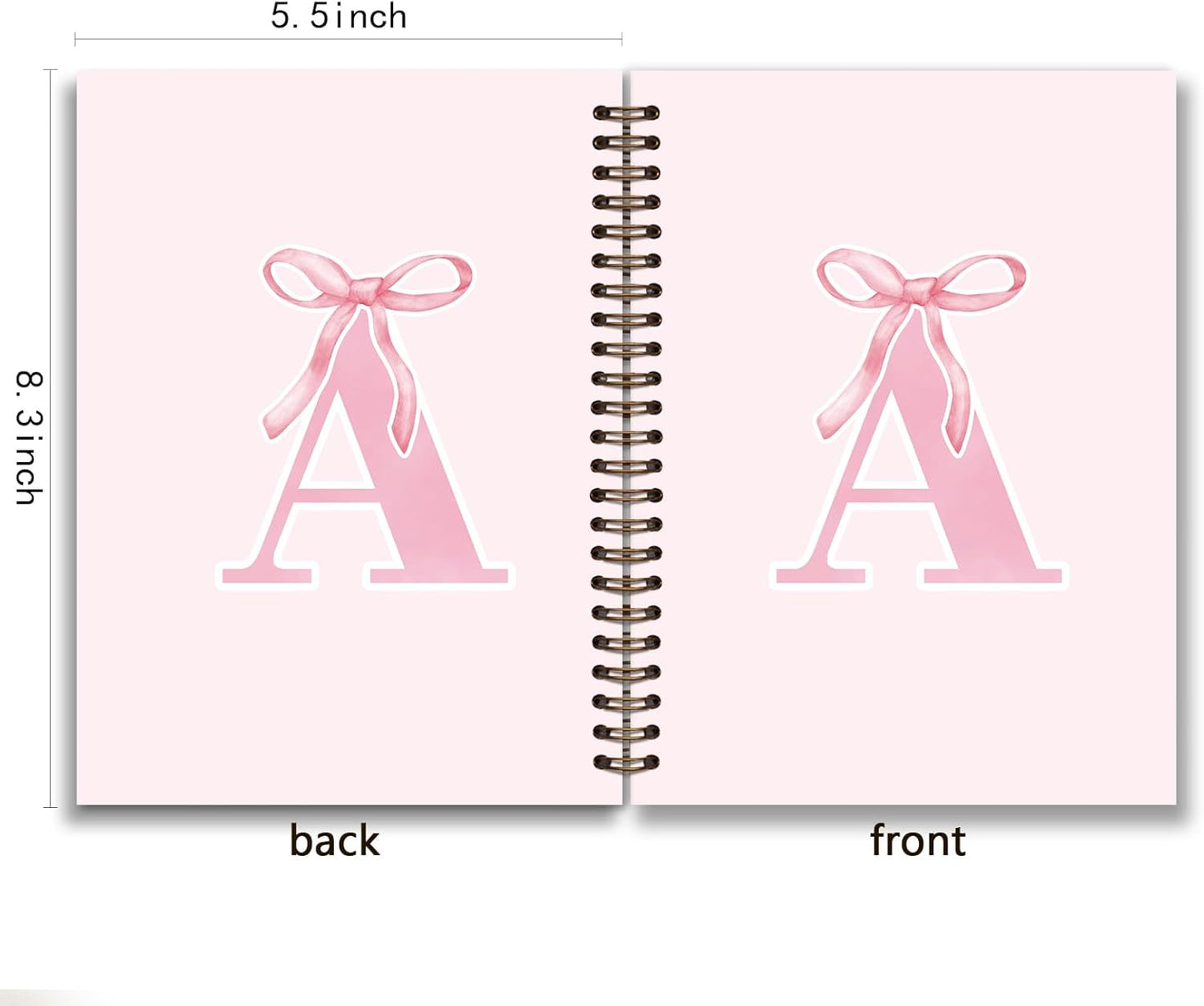 Blue Bow Journal Notebook for Girls,Initial H Journals Personalized Diary Gifts for Teen Girl Kids,Monogrammed Gifts for Women,Trendy Coquette Cute Hardcover Spiral Notebook 5.5 x 8.3 - Colors B