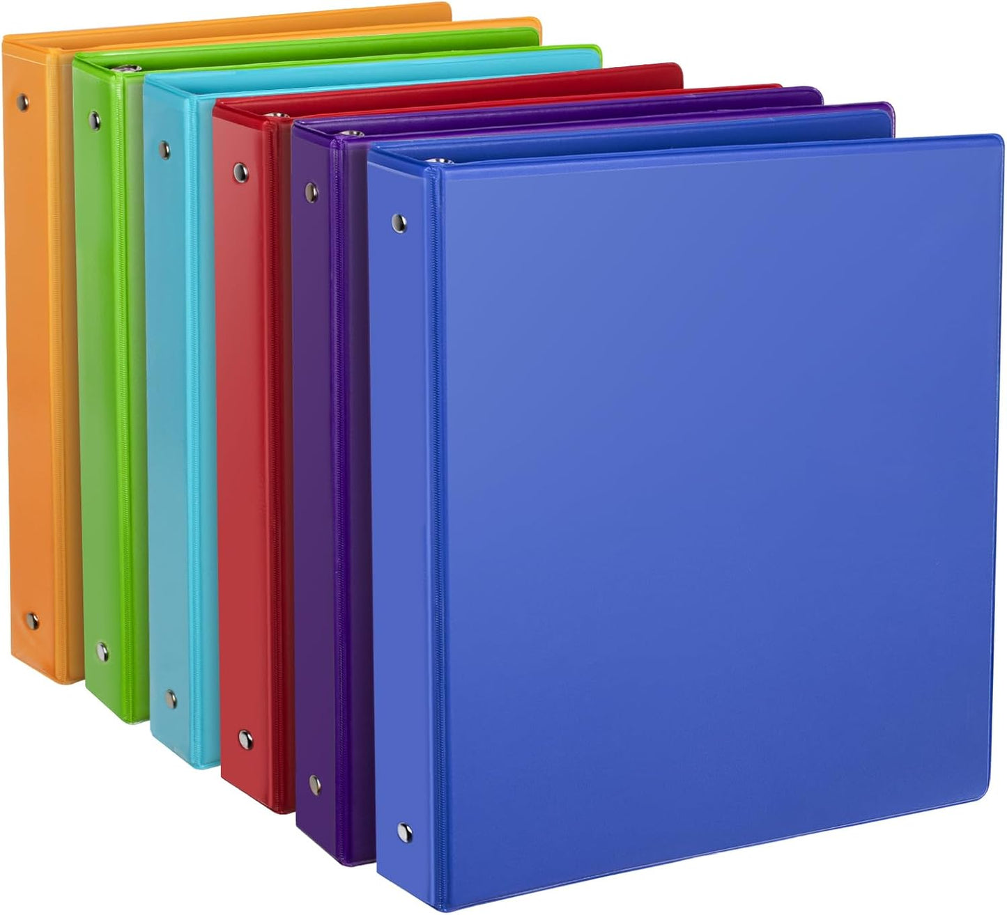 CIXILDTS 1-Inch Round Ring Binders, Standard 3 Ring Binder Fit Letter Size Paper, Presentation View Binders, 6 Packs, Assorted