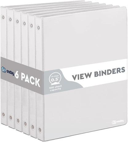 Enday 1 Inch Binder (6 Pack - Grey) 3 Ring Binder 1 inch with Clear View Cover and 2 Inside Pocket - for Letter Size 8.5 x 11'' Paper, Ideal for School Supplies, Office, and Home