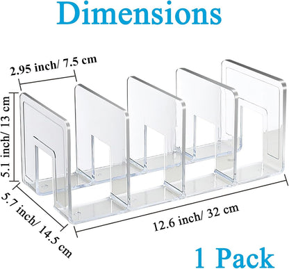 SAYEEC Acrylic File Sorter, Clear File Holder Acrylic Desk Organizer, Sturdy Desktop Files Organizer Files Folder Holder Rack for Envelopes Mail Letter Paper Notebook Electronics (4 Sections, 1 Pack)