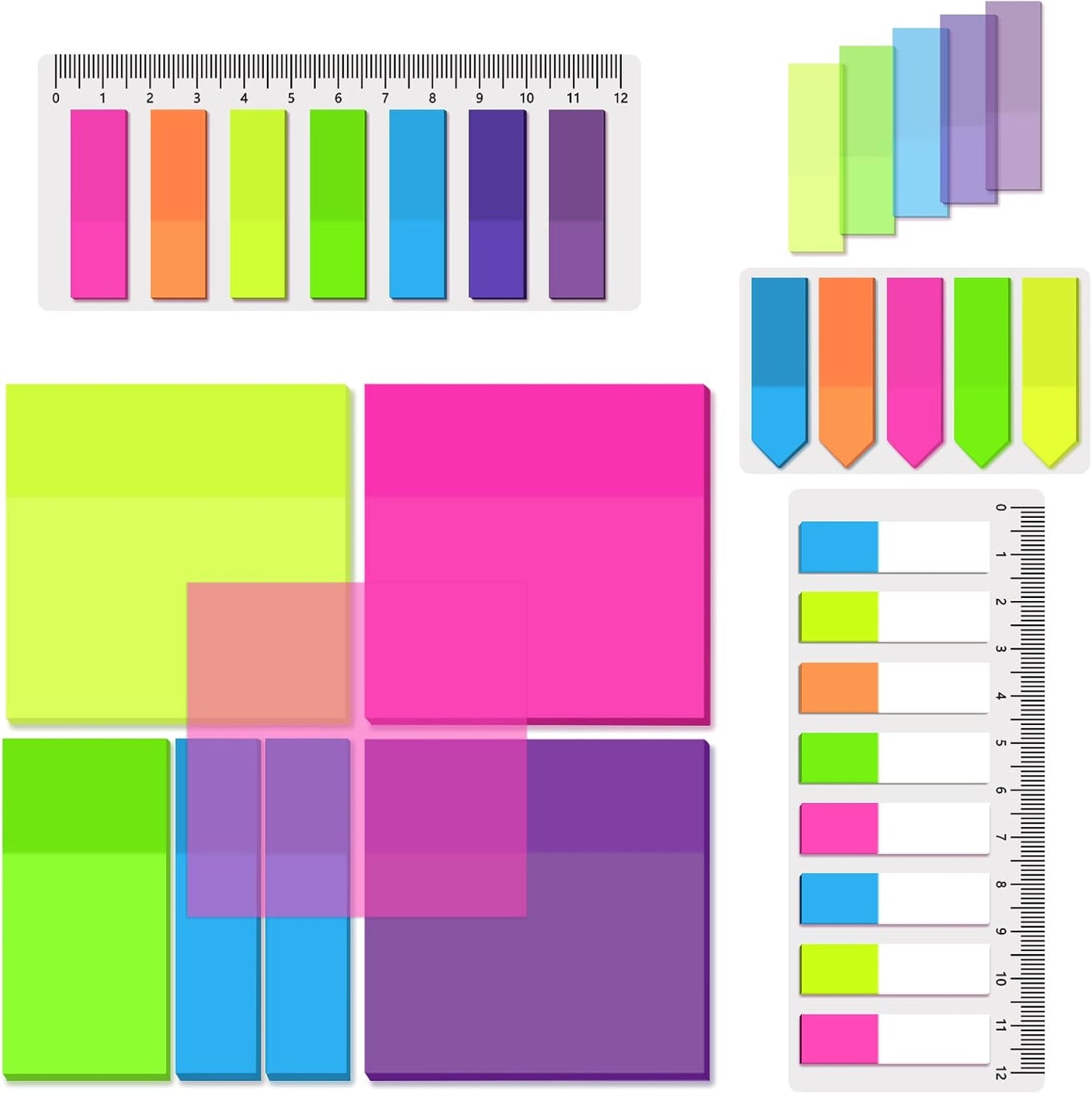 BAYTORY 700 Sheets Transparent Sticky Notes, Clear Waterproof 3 x 3 inch See Through Memo Pad, Self-Adhesive Translucent Writable Index Tabs for Annotating Books, Office & School Study Supplies