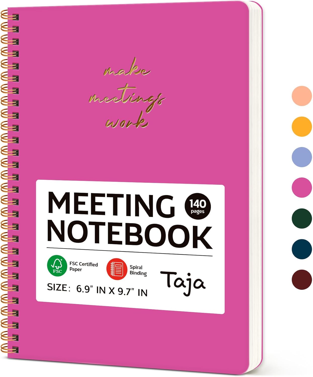 Meeting Notebook for Work Organization - Work notebook with action items, Meeting Minutes Planner Notebook, Perfect Office Supplies for Men & Women - Pink