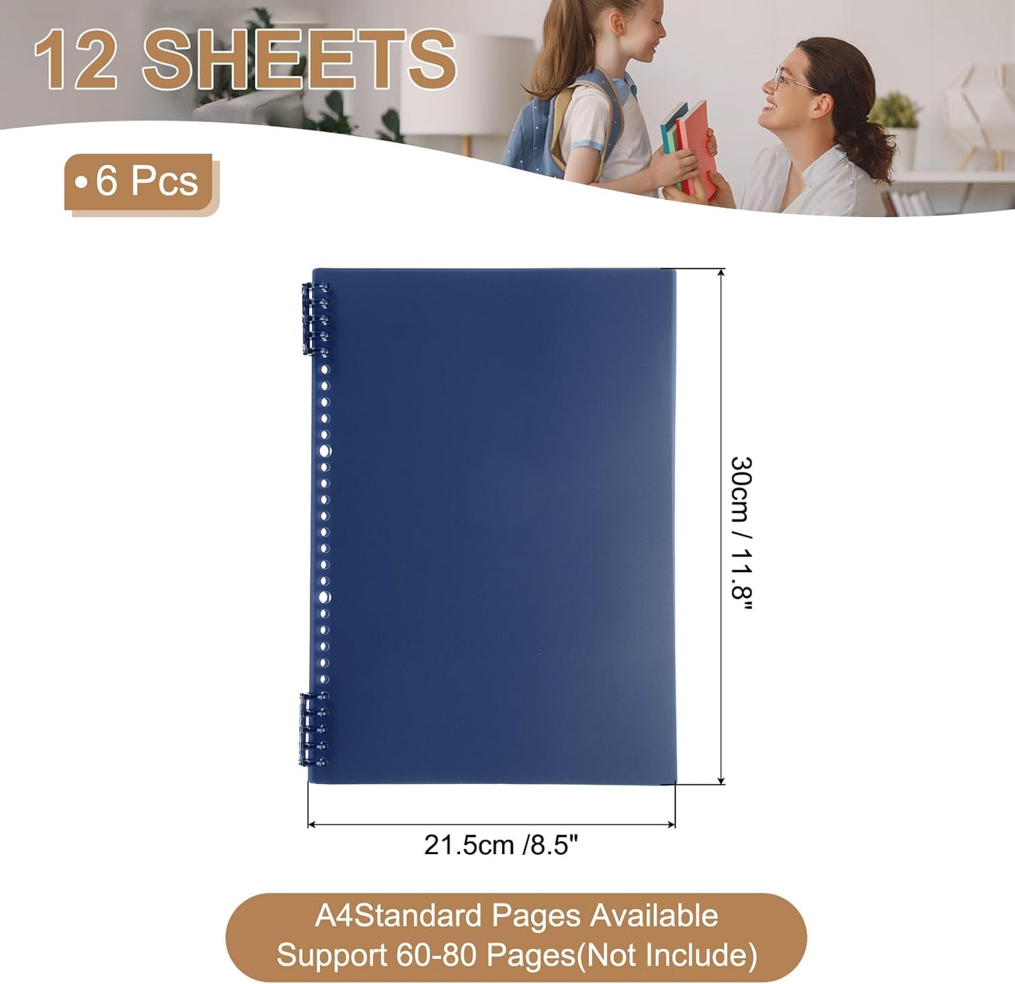 PATIKIL 12 Pack Binding Covers, A5(8.4x5.7 Inch) 22 Mil Plastic Notebook Covers Sheets with Binding Comb for Book Report Presentation, Light Blue