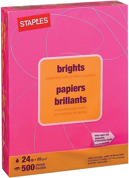 Staples Brights 24 Lb. Colored Paper Dark Green 500/Ream, For Office, School & Home