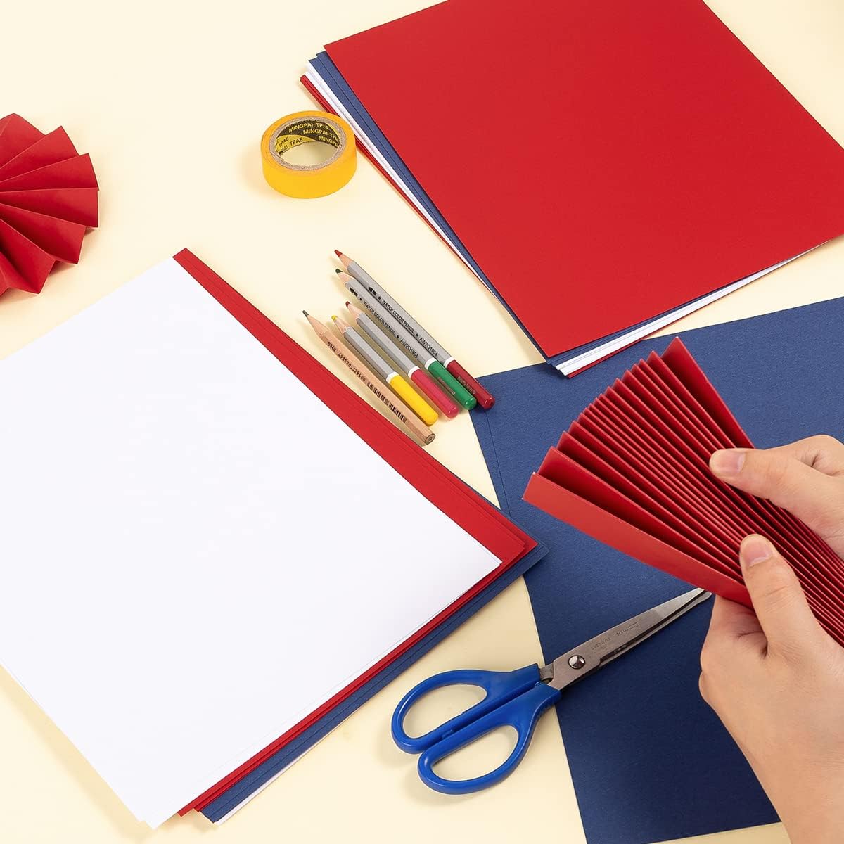 30 sheets Cardstock Paper 8 1/2 x 11 Inches for Crafts and Invitations (White/Red/Blue)