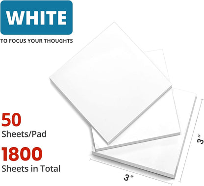 Sticky Notes, 36 Pads, 3x3 Inches Self-Stick Note Pads, Perfect for Office, Study, and Daily Life Organization - Bright