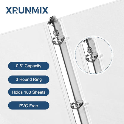 1-Inch 3-Ring-Binder with Pockets - Bundle 12 Packs, 1'' Round Binders Holds 200 Sheets US Letter Size 8.5'' x 11'' - White Binders for Home, Office, and Back to School (1'' - 12 Packs)
