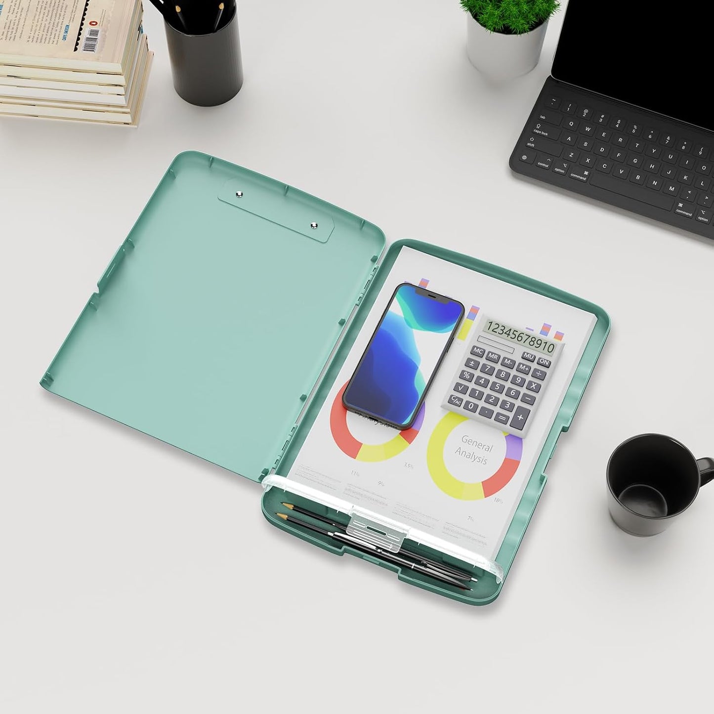 Plastic Clipboard with Storage, 8.5 x 11 Storage Organization Box Side-Opening, Heavy Duty Clip Board with Pen Holder and Paper Folder for Nurses, Teachers, Office & School Supply, Orange