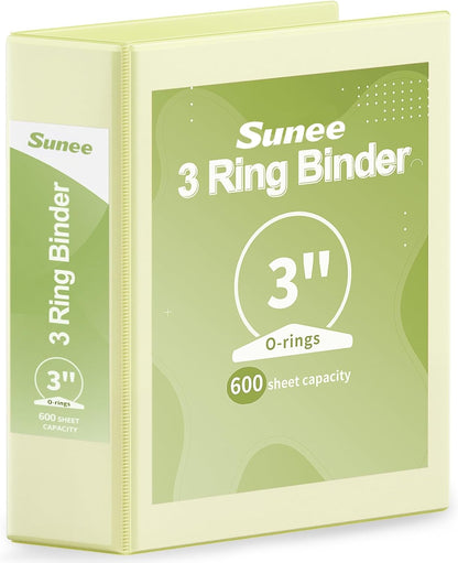 SUNEE 3 Ring Binder 3 Inch 1 Pack, Clear View Binder Three Ring PVC-Free (Fit 8.5x11 Inches) for School or Office Supplies, Pink