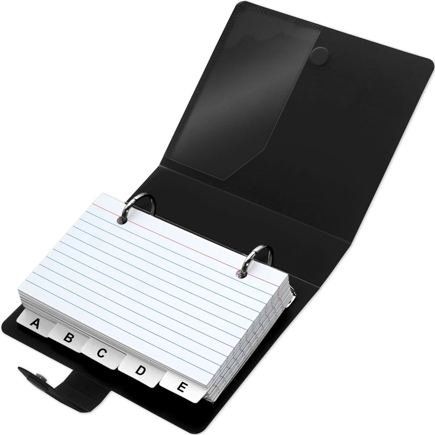 3x5 Lined Index Cards with Ring Binder Holder and Dividers, 100 Ruled Cards, Blue