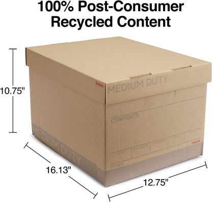 STAPLES Corrugated File Box Lift Off Lid, Letter/Legal Size, White/Black, 10/Pack