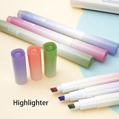 7 Pcs Cute Blue Stationery Set Kawaii School Supplies Office Supplies Including Ballpoint Pens Pencil Sharpener Highlighter Correction Tape Ruler Utility Knife (Blue)