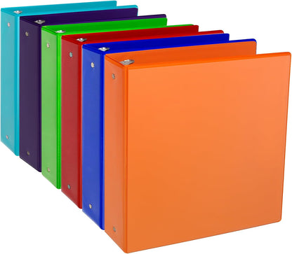 CIXILDTS 1-Inch Round Ring Binders, Standard 3 Ring Binder Fit Letter Size Paper, Presentation View Binders, 6 Packs, Assorted