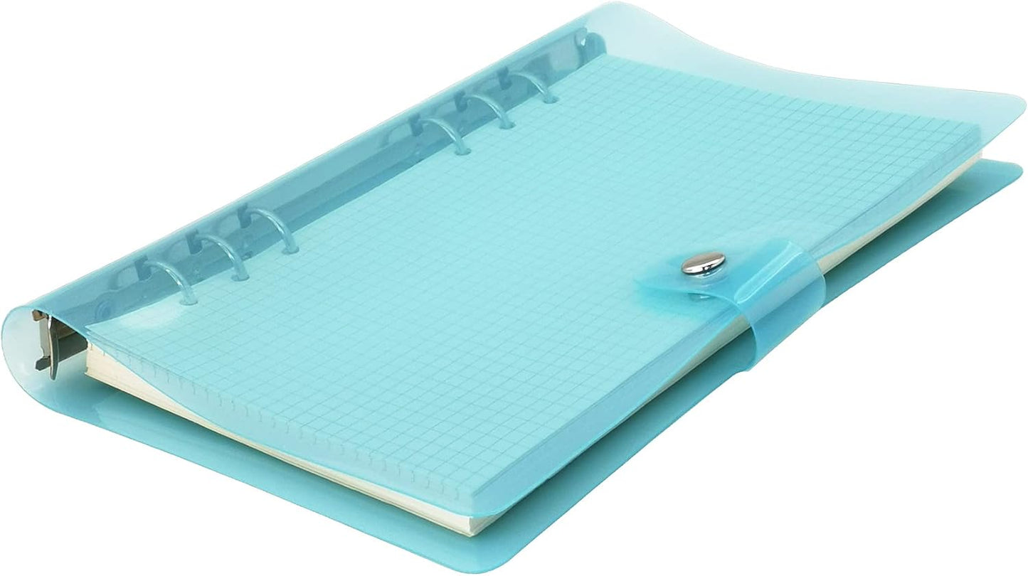 A6 A5 6-Holes Colorful PVC Cover Round Ring View Binder with Snap Button Closure File Folder for Loose Leaf Sheet Protectors Notebook Refill (Pink Daisy, A5 Mini Set) - Colors B