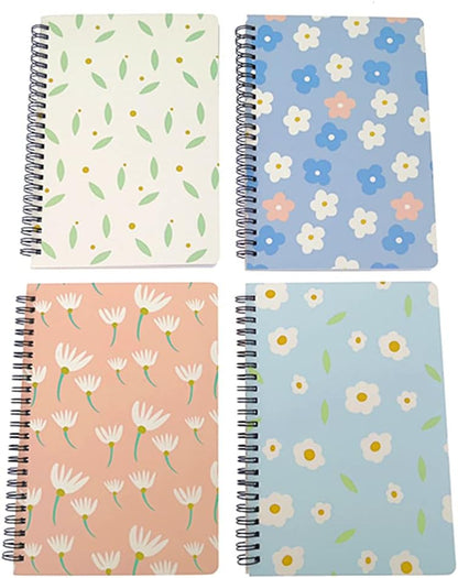 4 Pack A5 Spiral Notebook Journal,Wirebound Ruled Sketch Book Notepad Diary Memo Planner,A5 Size(8.3X5.7) & 80 Sheets (Floral)