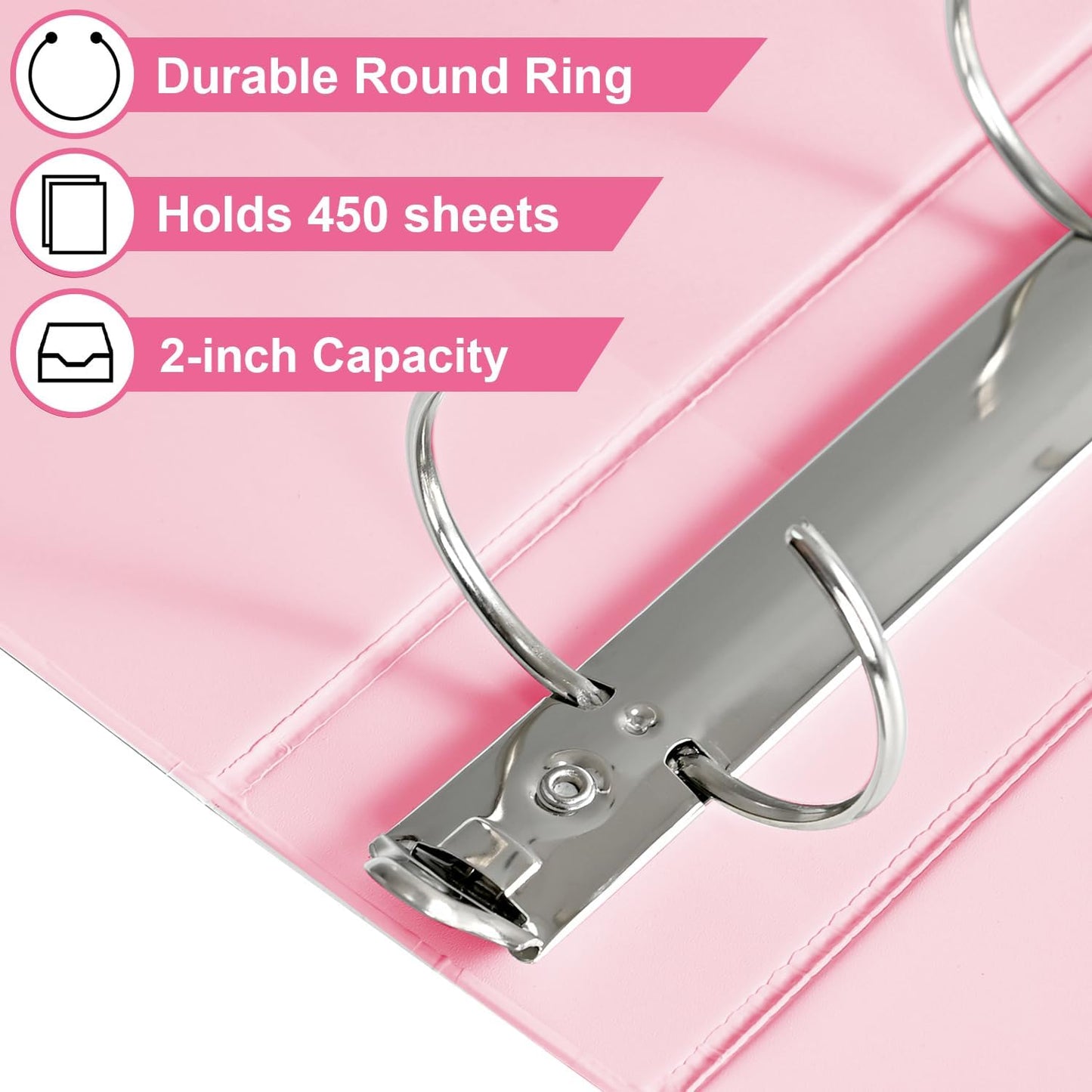 SUIN 2-Inch 3-Ring Binders with 2 Interior Pockets, Heavy Duty Clear View Presentation Binder Holds 425 Sheets Letter Size, Office School Home,6 Pack