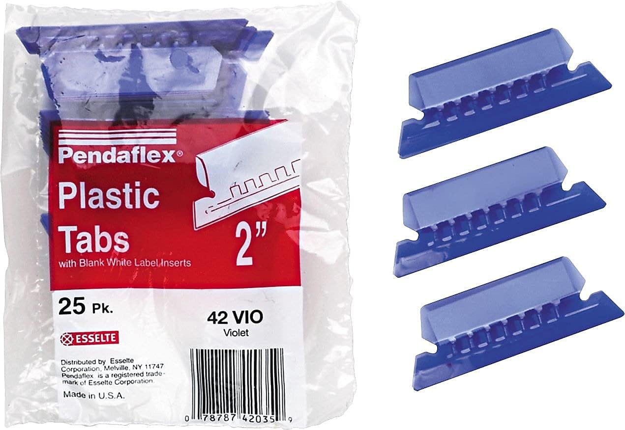 Pendaflex Hanging Folder Tabs, 2", Clear Yellow, 25 Tabs and Inserts per Pack (42 YEL)