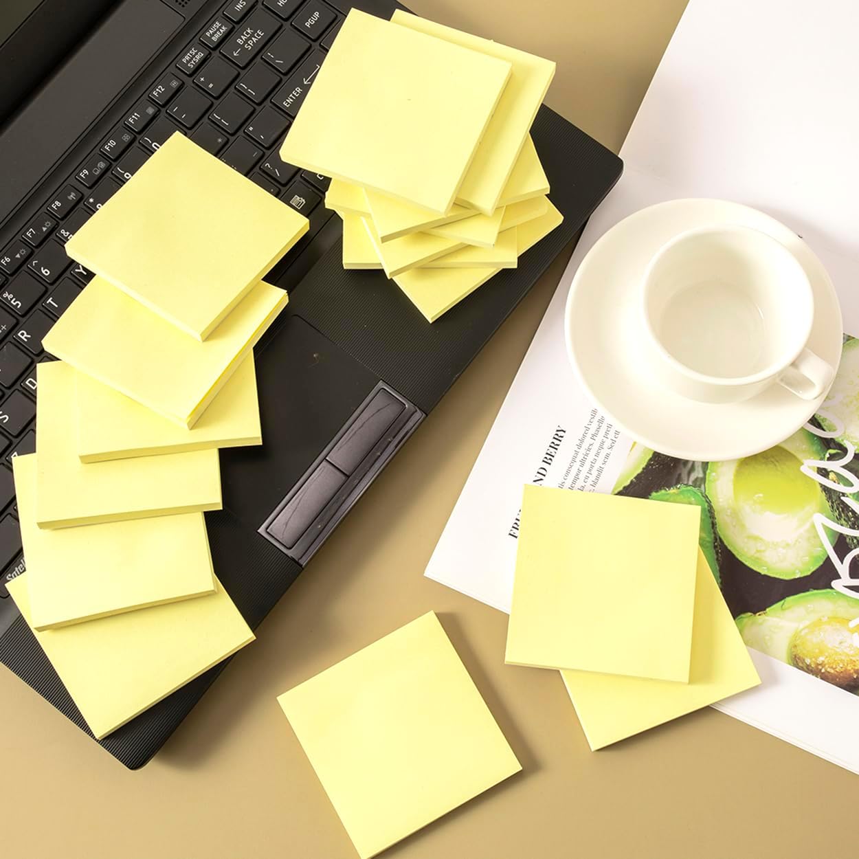 (24 Pads) Sticky Notes 3x3 in Yellow, Strong Adhesive, Clean Removal, Recyclable, Self-Stick Pads, Easy to Post for Home, Office, Notebook